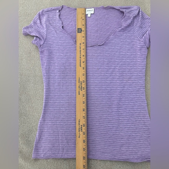 ARMANI COLLEZIONI Lightweight Cap Short Sleeve Women Top Purple Stripes Size 6 - Picture 5 of 6